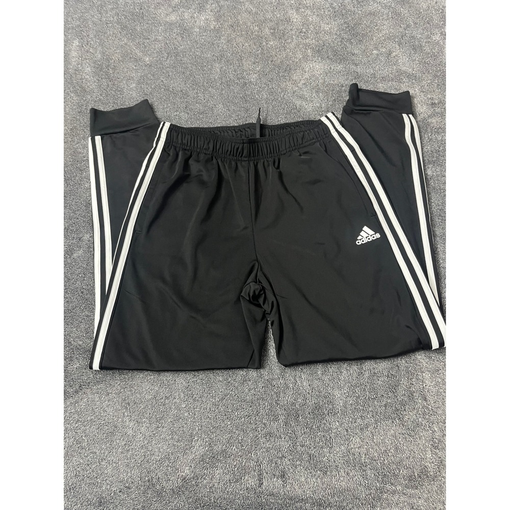 NWOT Classic Adidas Womens Black White 3 Stripe Track Pants Joggers Size Medium